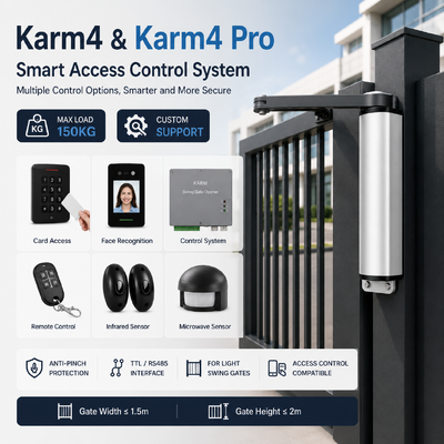 24V Light Duty Articulated Arm Swing Gate Opener with Access Control Interface and Anti-Pinch Protection