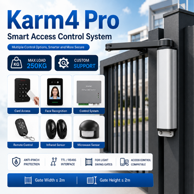 Karm4 Pro 24V Articulated Arm Swing Gate Opener 250KG with Access Control and Anti-Pinch Protection