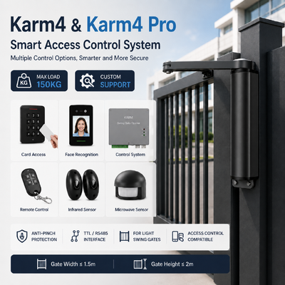 24V Light Duty Articulated Arm Swing Gate Opener with Access Control Interface and Anti-Pinch Protection