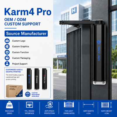 Karm4 Pro 24V Articulated Arm Swing Gate Opener 250KG Access Control Anti Pinch Protection