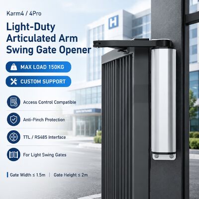 24V Light Duty Articulated Arm Swing Gate Opener Anti Pinch With Access Control Interface