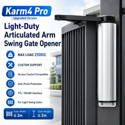 Karm4 Pro 24V Articulated Arm Swing Gate Opener Access Control Anti Pinch Industrial Gate Opener